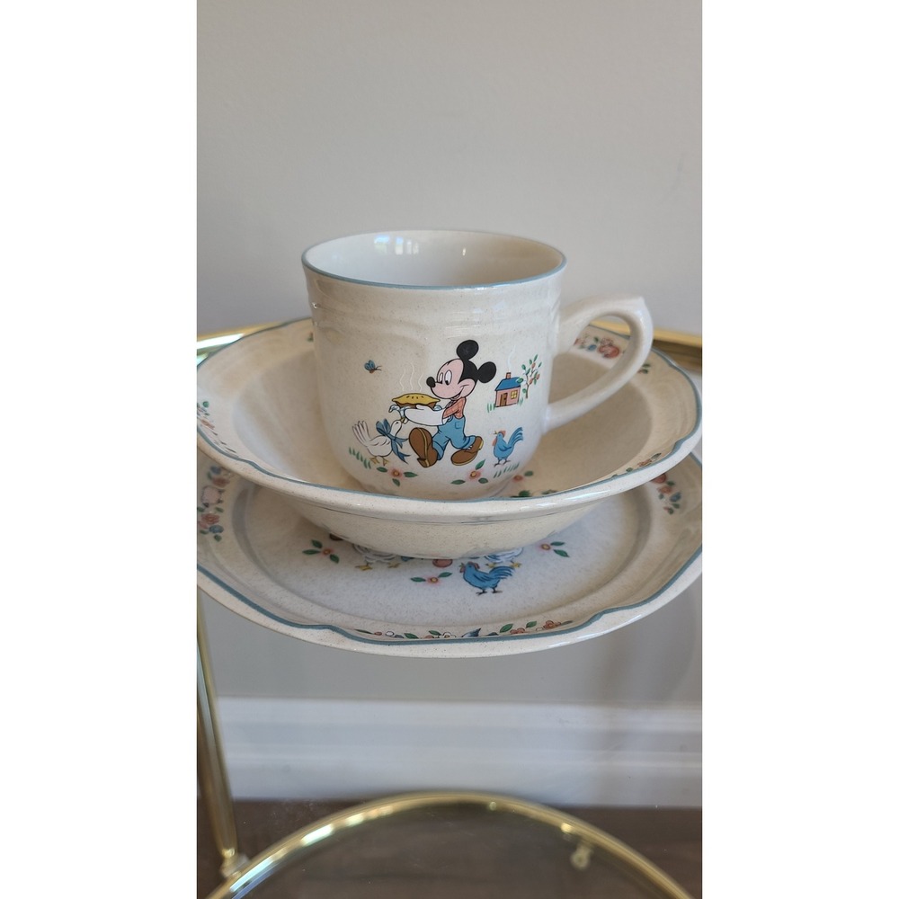Disney‎ Mickey's Country Peaches Stoneware 3pc Set